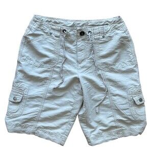 Style & Co Cargo Shorts Womens Size 6 Beige Drawstring Waist Multi-Pocket